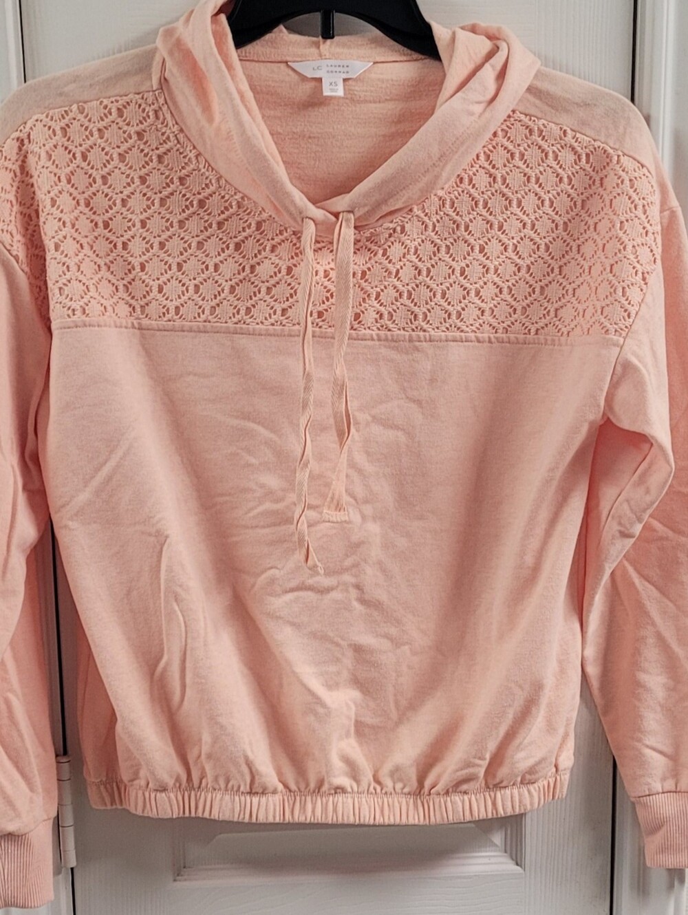 LC Lauren Conrad Peach Lace-Yoke Hoodie